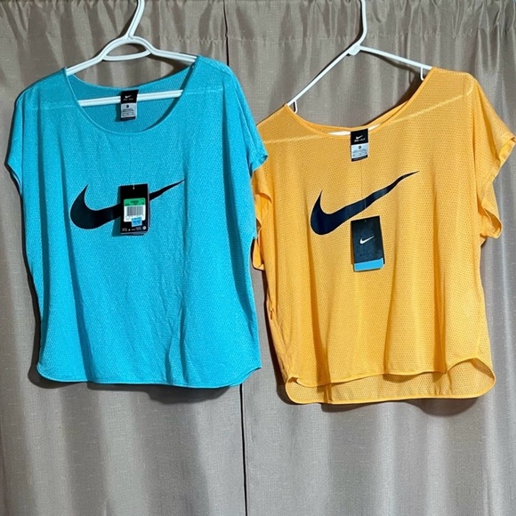 Nike Tops - NWT 2 Nike Women’s XL Dri-Fit City Cool Swoosh Running Shirts in Blue & Orange